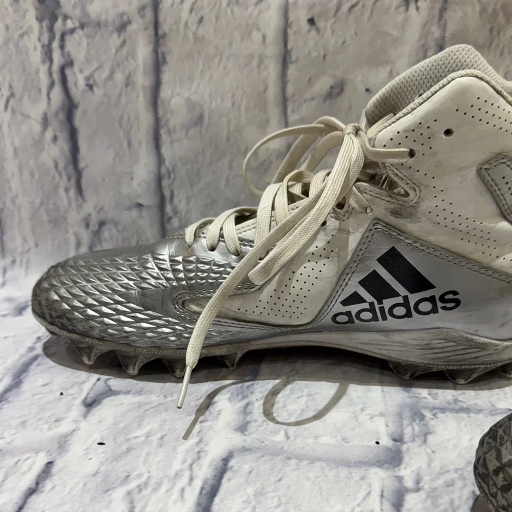 adidas Kids Silver and White Cleats